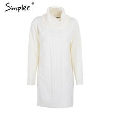 Load image into Gallery viewer, Simplee Turtleneck high split knitting pullover Autumn winter long sleeve leisure sweater dress women pull streetwear jumper